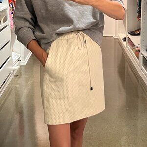 Perforated Leather Drawstring Mini Skirt